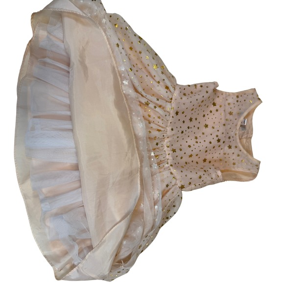 Pippa & Julie Pastourelle Girls Peach Gold Foil Star Tulle Party Dress Size - Picture 3 of 7